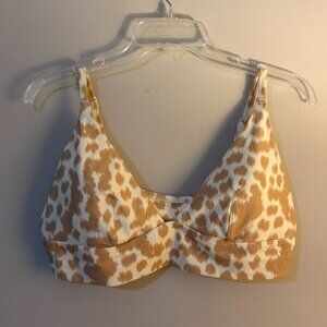 Aerie Light Brown Cream Tan Animal Print Bikini Swimsuit Swim Top XL